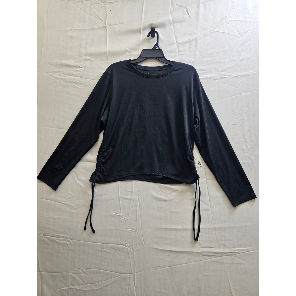 Member's Mark Ruched Top Black XXL Long‎ Sleeve Cinch Side SW1208L New